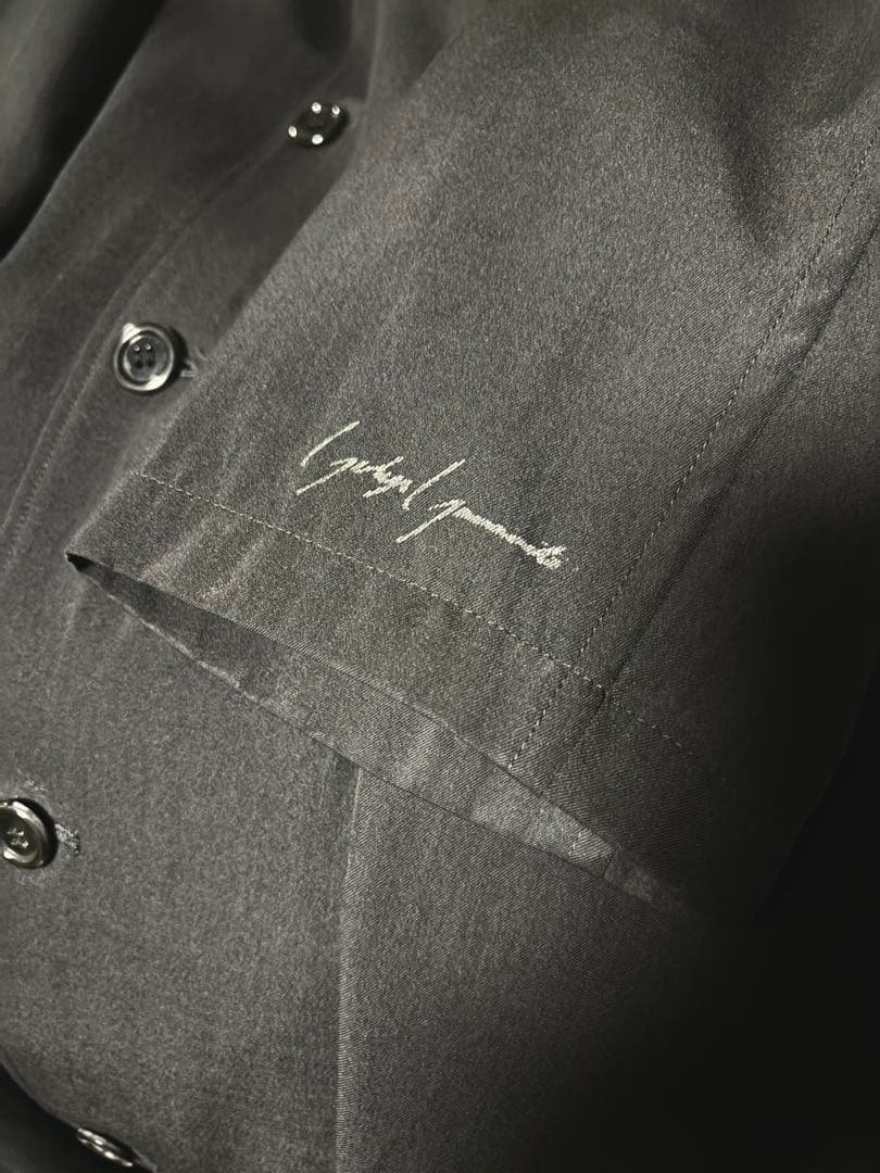 Yohji Yamamoto フーデッドロングコート 丸ロゴ
