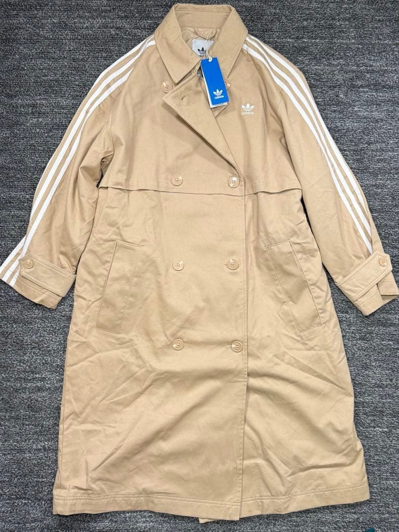adidas originals 3本ライン　ツイル　トレンチコート　L