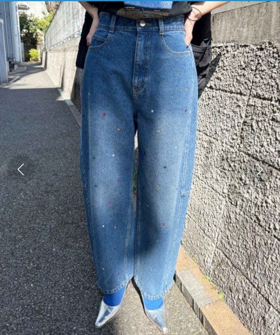 パンツ Ameri JEWEL BIJOU WIDE DENIM