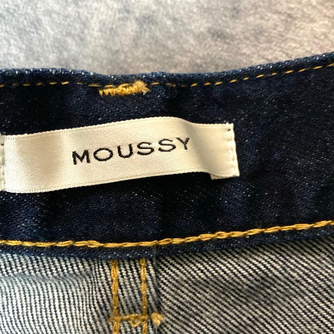 MOUSSY マウジー クロスウエストワイドストレートデニム　濃紺　サイズ0
