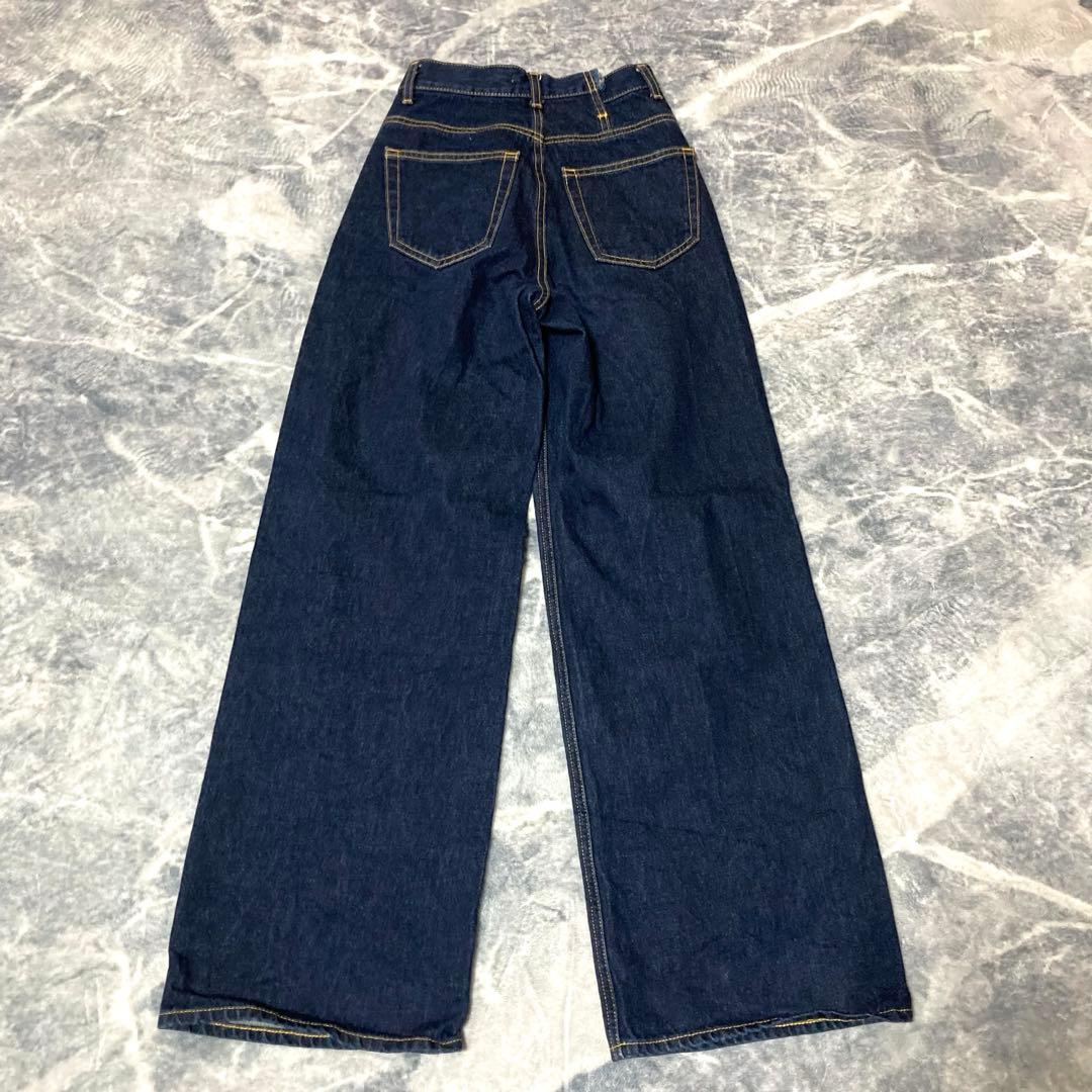 MOUSSY マウジー クロスウエストワイドストレートデニム　濃紺　サイズ0