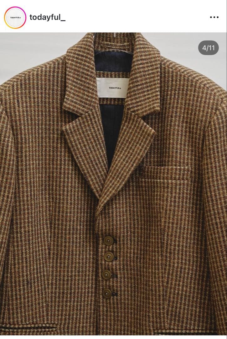 ジャケット・アウター Wool 100% Check Jacket todayful