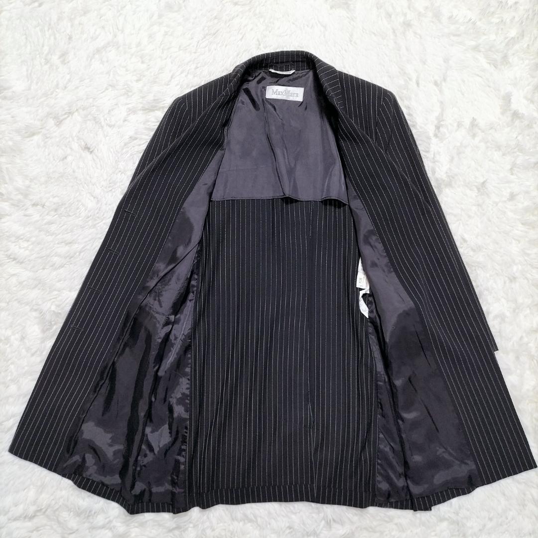 MaxMara　テーラードジャケット　ロング丈　白タグ　ストライプ　イタリア製