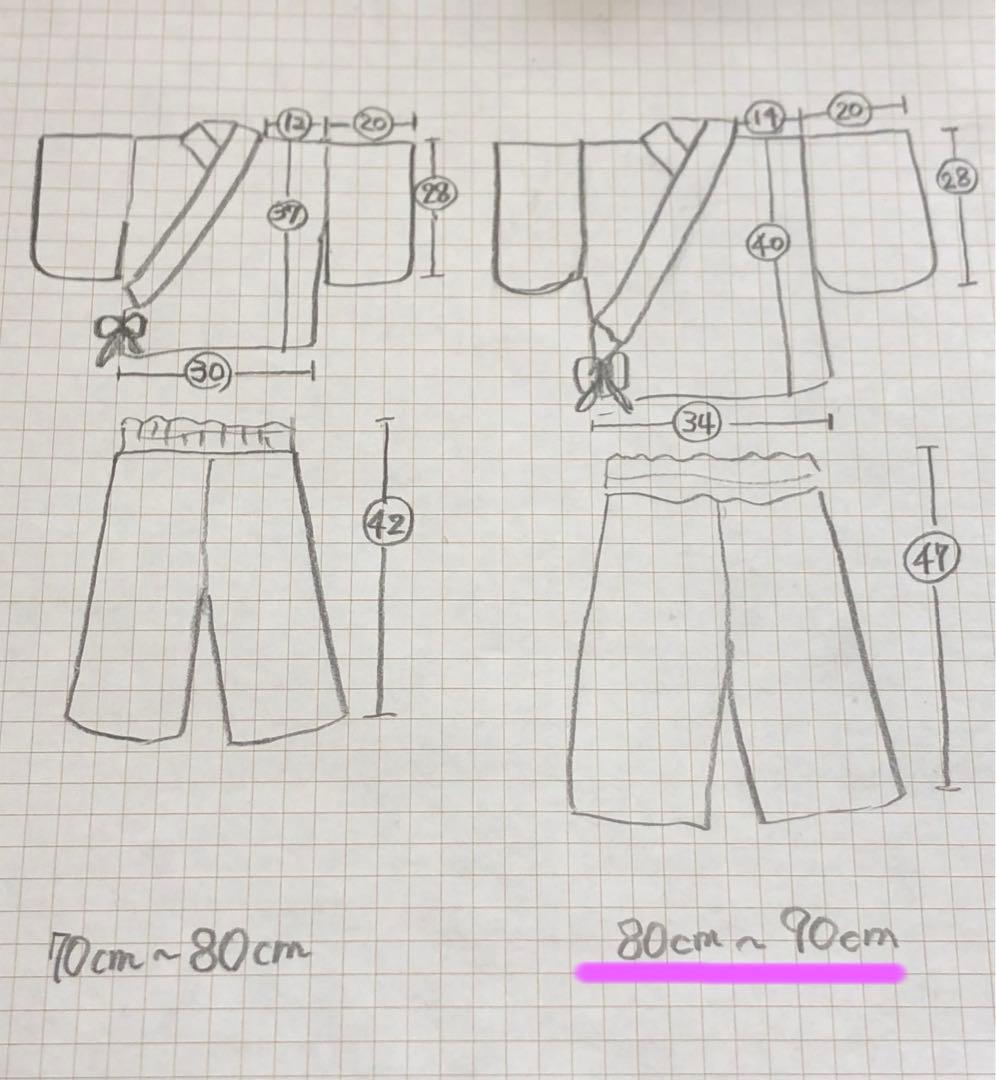 ウィリアムモリス　ベビー袴80cm 〜90cm ハンドメイド