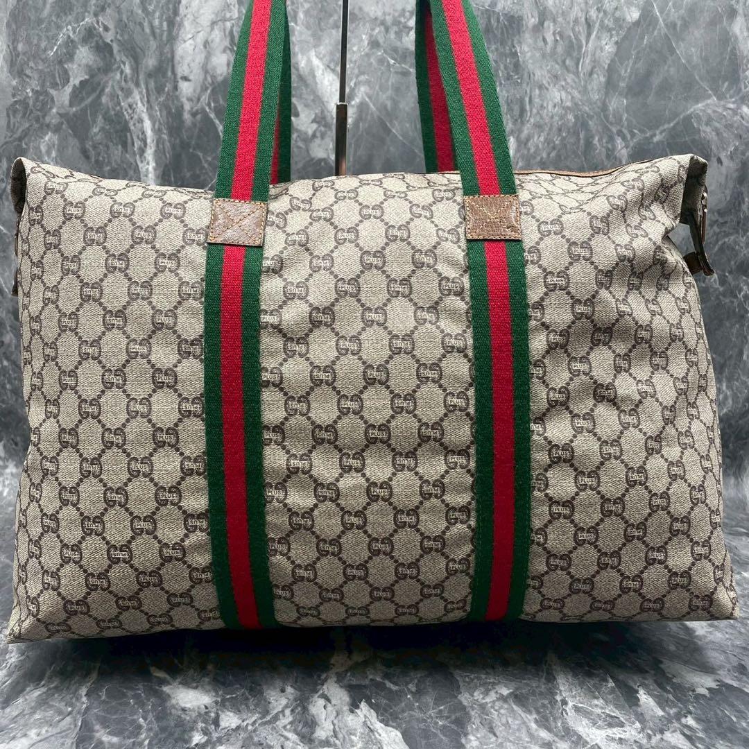 【美品】GUCCI グッチ　ボストンバッグ　GGスプリーム　グッチプラス　大容量