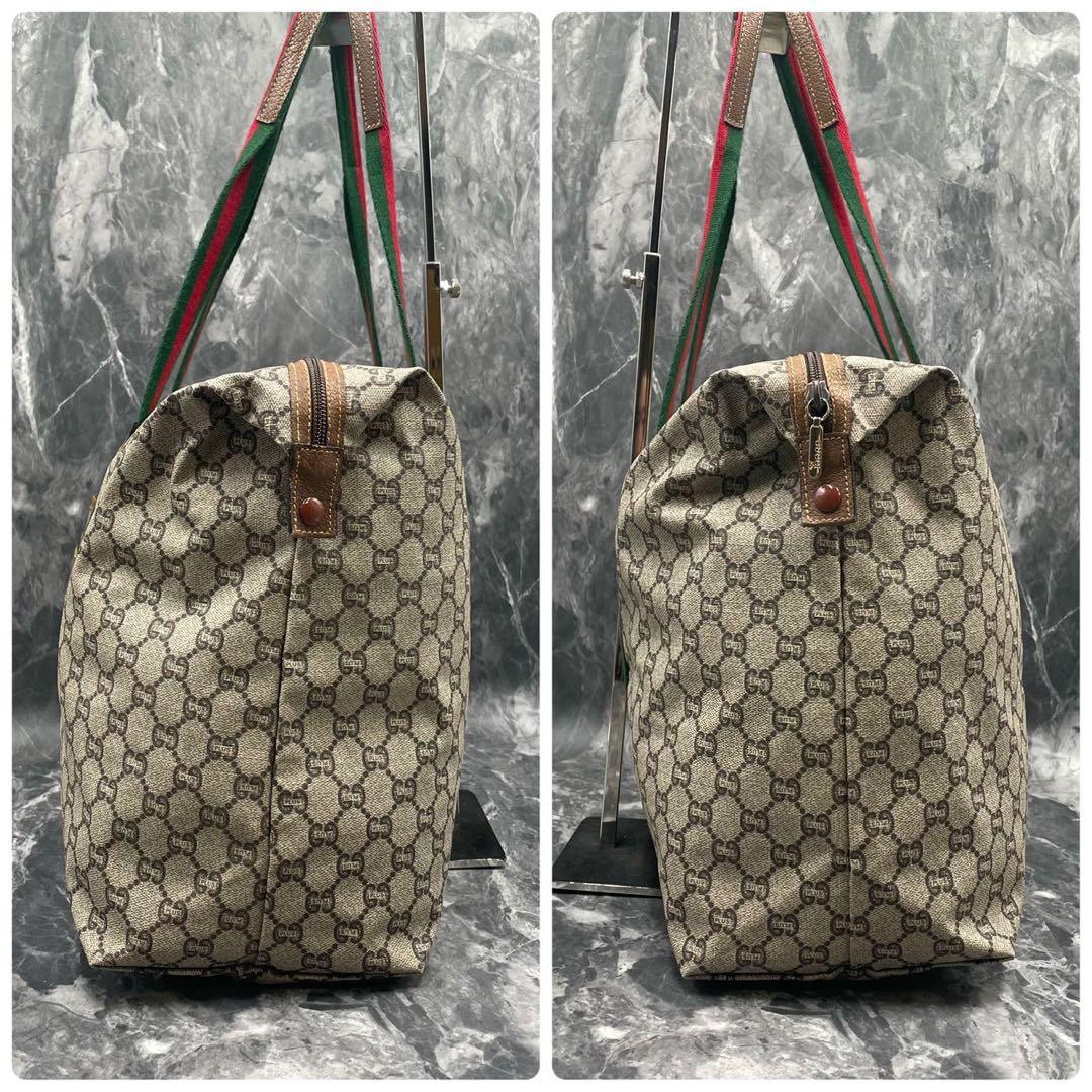 【美品】GUCCI グッチ　ボストンバッグ　GGスプリーム　グッチプラス　大容量