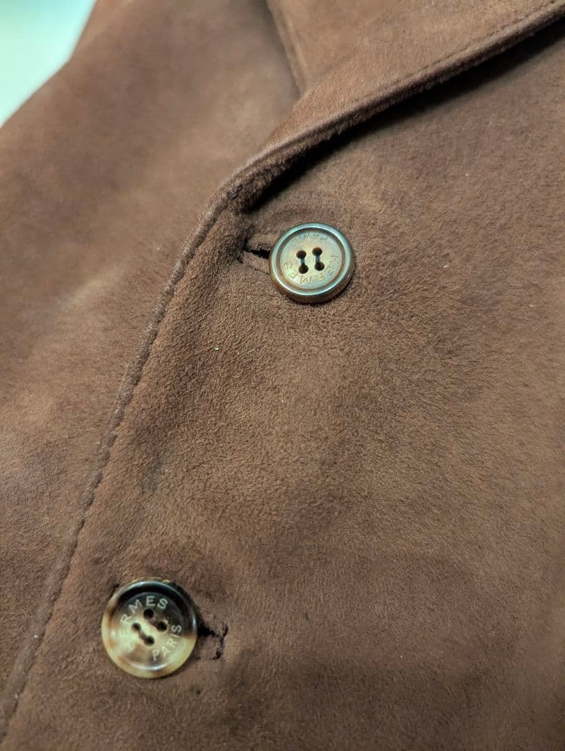 HERMES ヴィンテージ シルクツイル スエードレザーベスト カレ