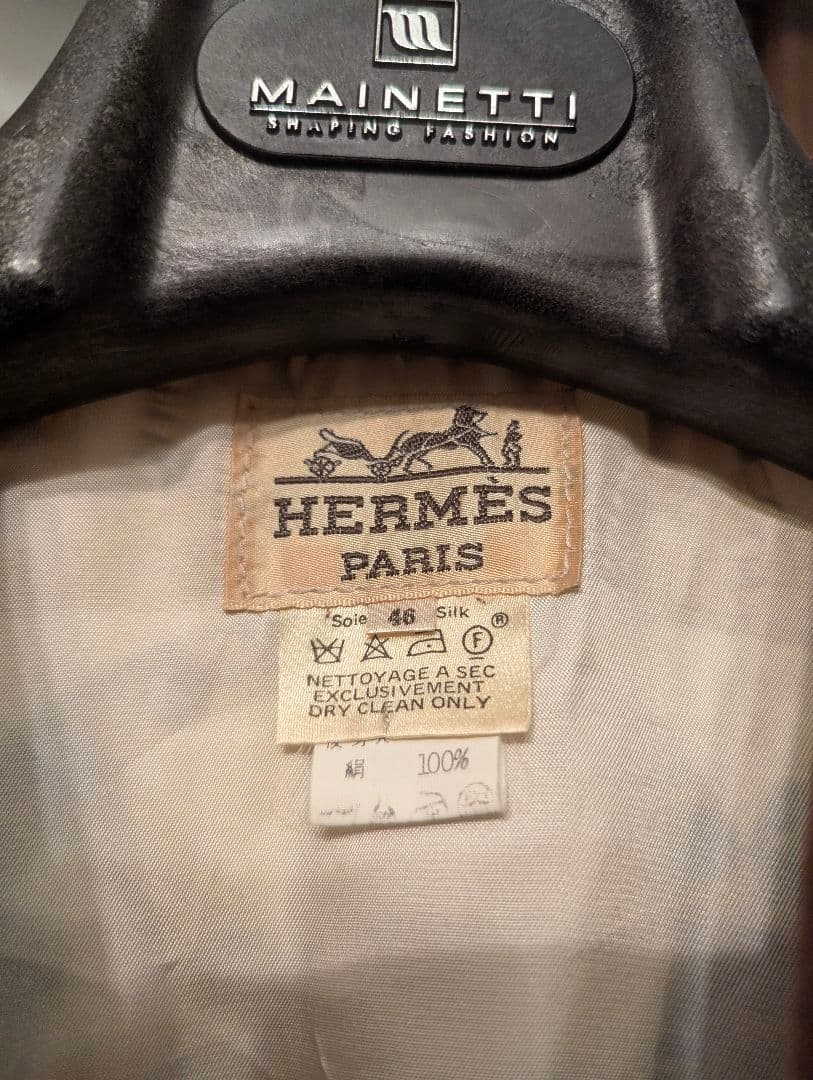HERMES ヴィンテージ シルクツイル スエードレザーベスト カレ