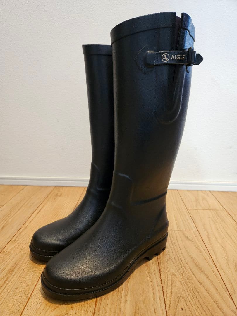 AIGLE エーグル 黒 長靴 レインブーツ 37 23.5cm