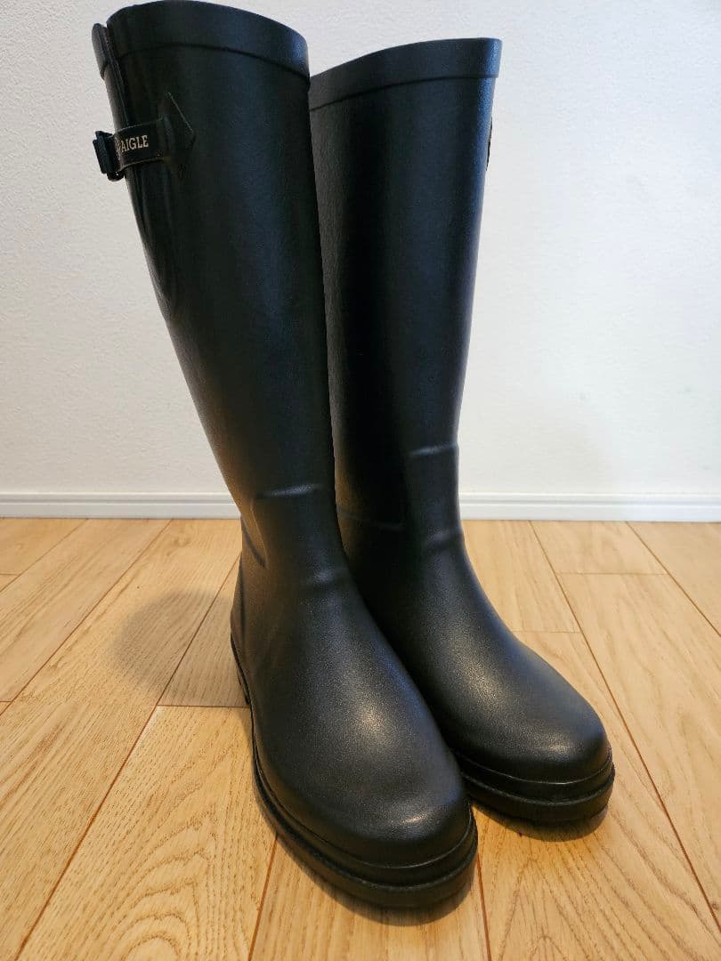 AIGLE エーグル 黒 長靴 レインブーツ 37 23.5cm