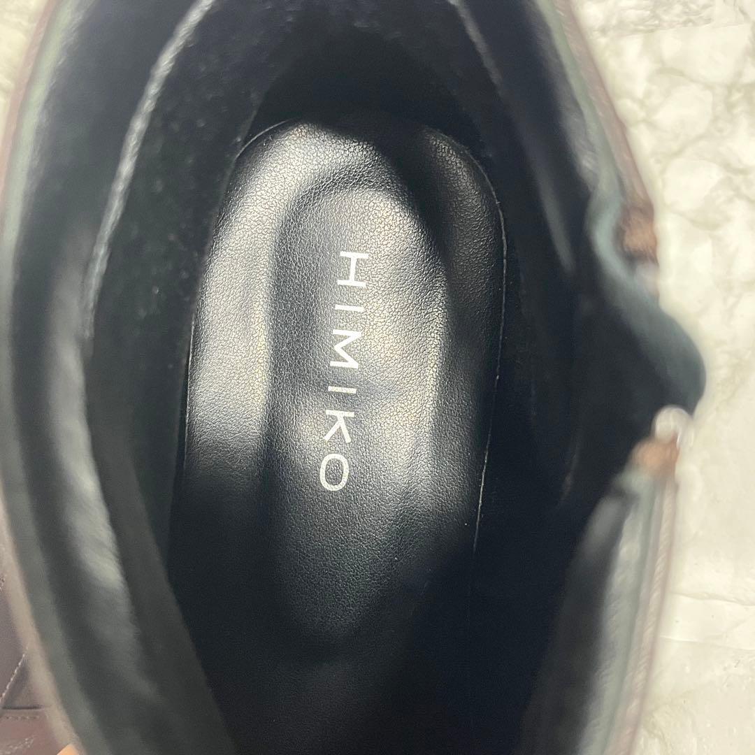 HIMIKO 本革 ショートブーツ サイドジップ 24.5cm ベルトデザイン