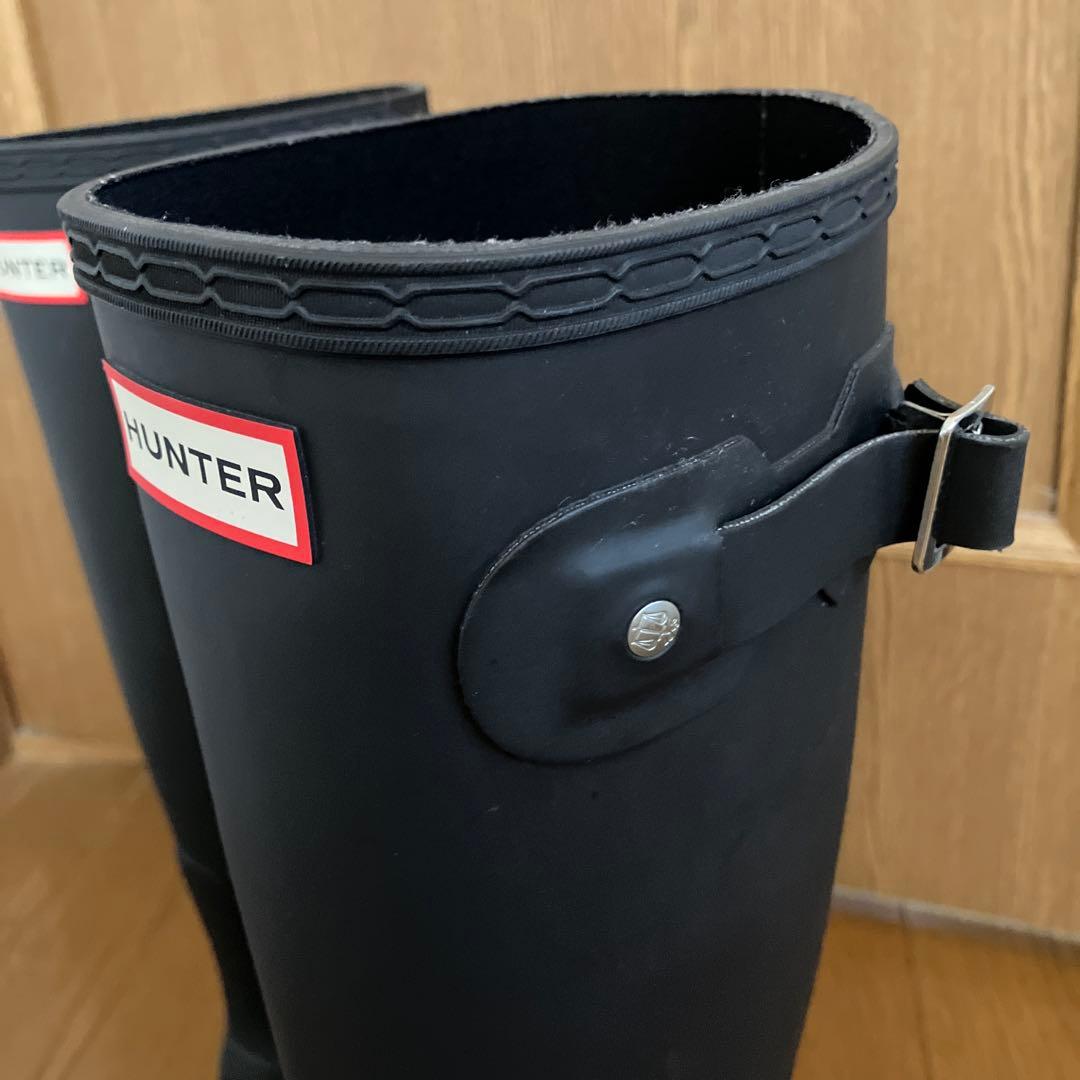 HUNTER ハンターブラック長靴レインロングブーツ バックル付き美品