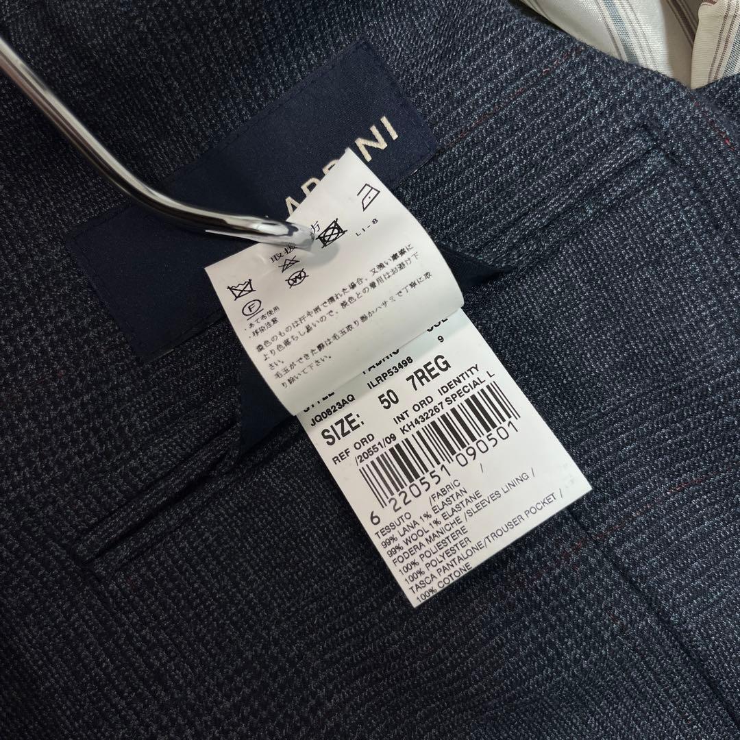 【未使用級】LARDINI グレンチェック セットアップスーツ ネイビー 50
