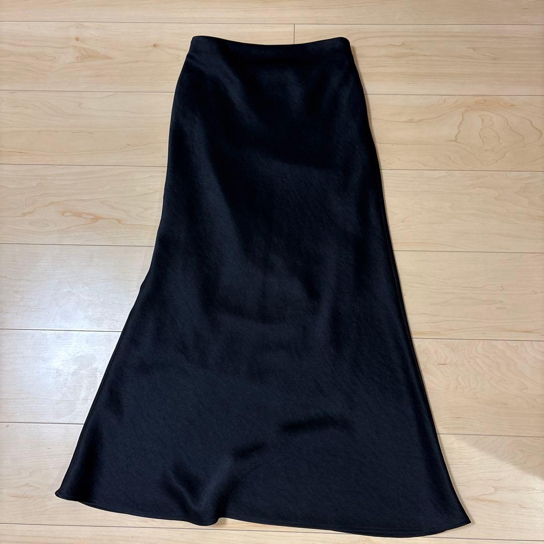 anuans サテンナロースカート　BLACK 0 XS