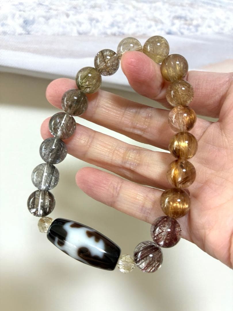 麒麟 天珠 ルチルクォーツ ブレスレット
