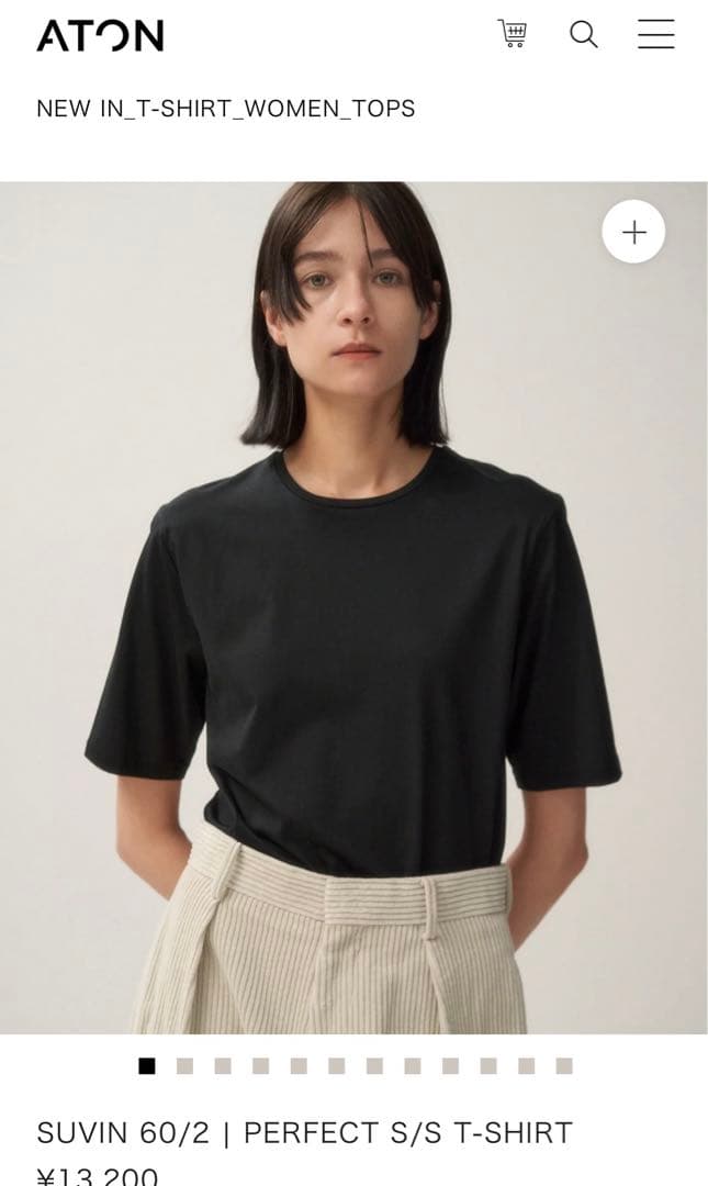 新品タグ付き！ATON ネイビーTシャツ　size38