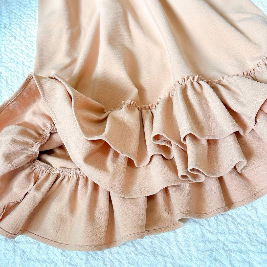 ruu様✨YOKOCHAN ダブルフリル　パールワンピース　ドレス　ベージュ