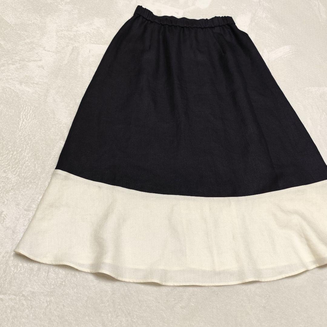 美品 GRACE Class バイカラージップスカート ネイビー 金ボタン 38