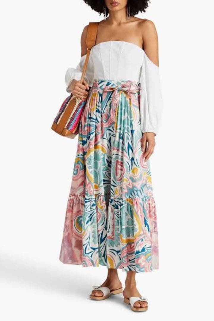 タグ付 ETRO 2023 うさぎモチーフプリーツフレアスカート マキシ丈 44