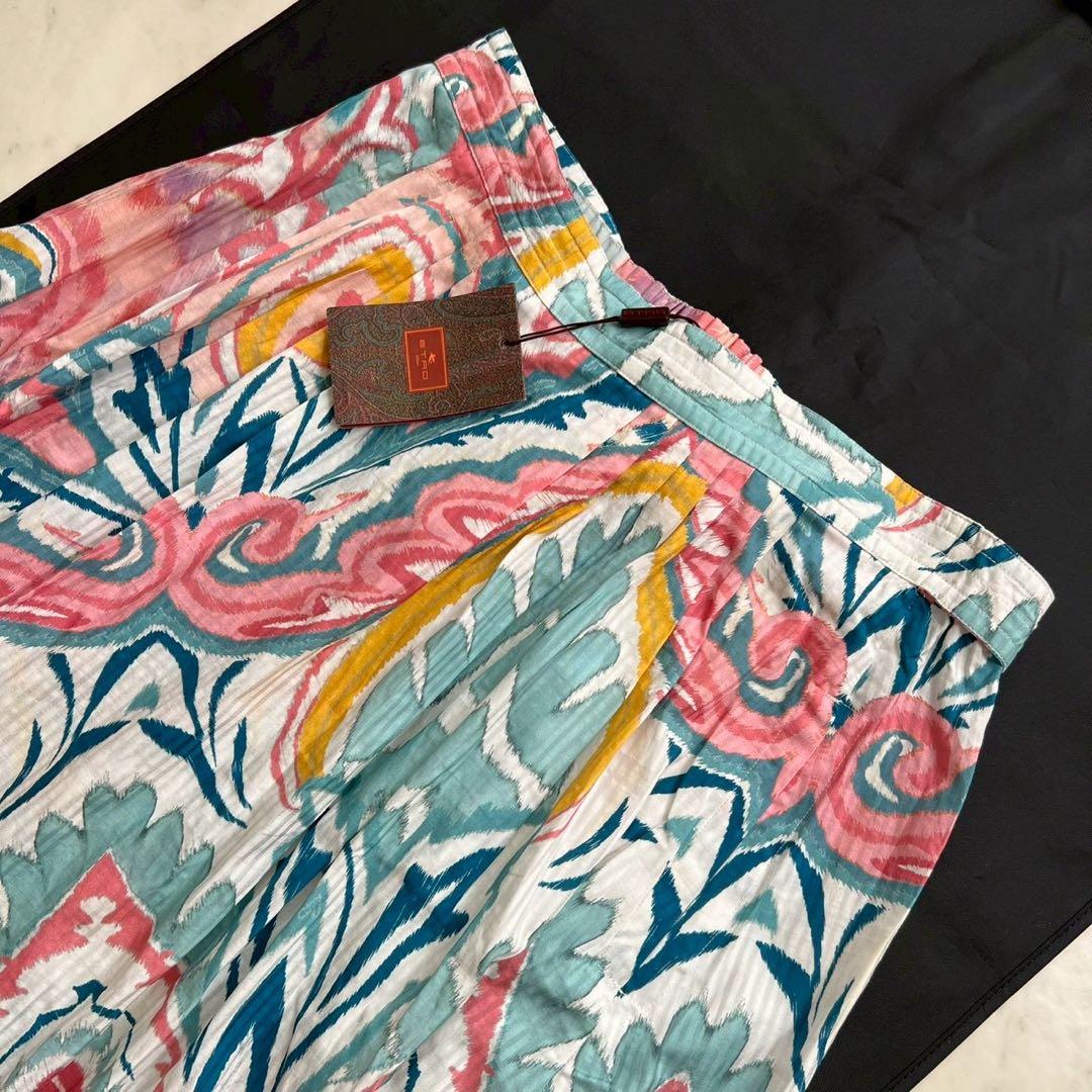 タグ付 ETRO 2023 うさぎモチーフプリーツフレアスカート マキシ丈 44