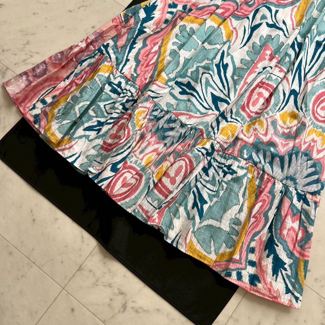 タグ付 ETRO 2023 うさぎモチーフプリーツフレアスカート マキシ丈 44