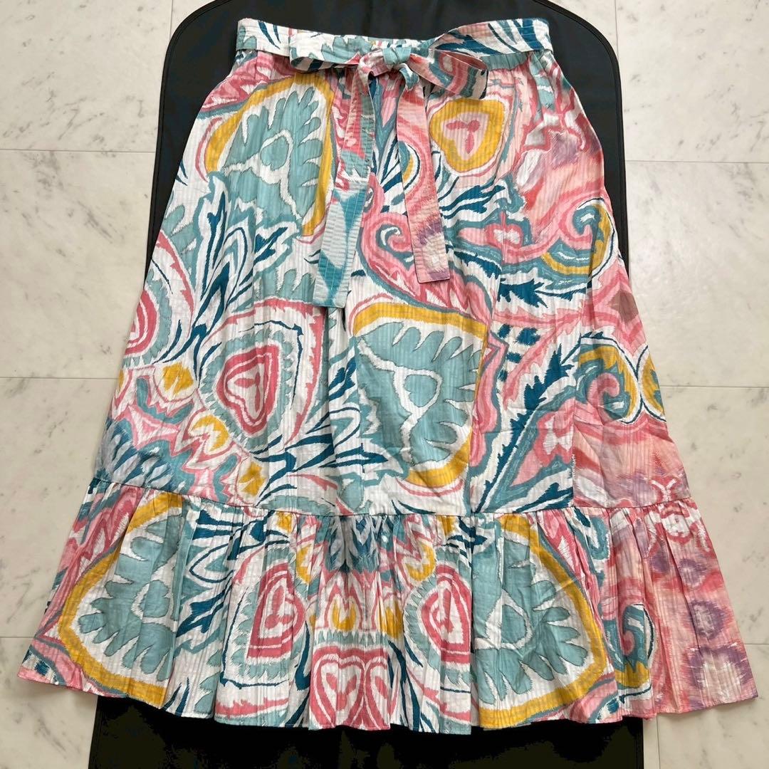 タグ付 ETRO 2023 うさぎモチーフプリーツフレアスカート マキシ丈 44