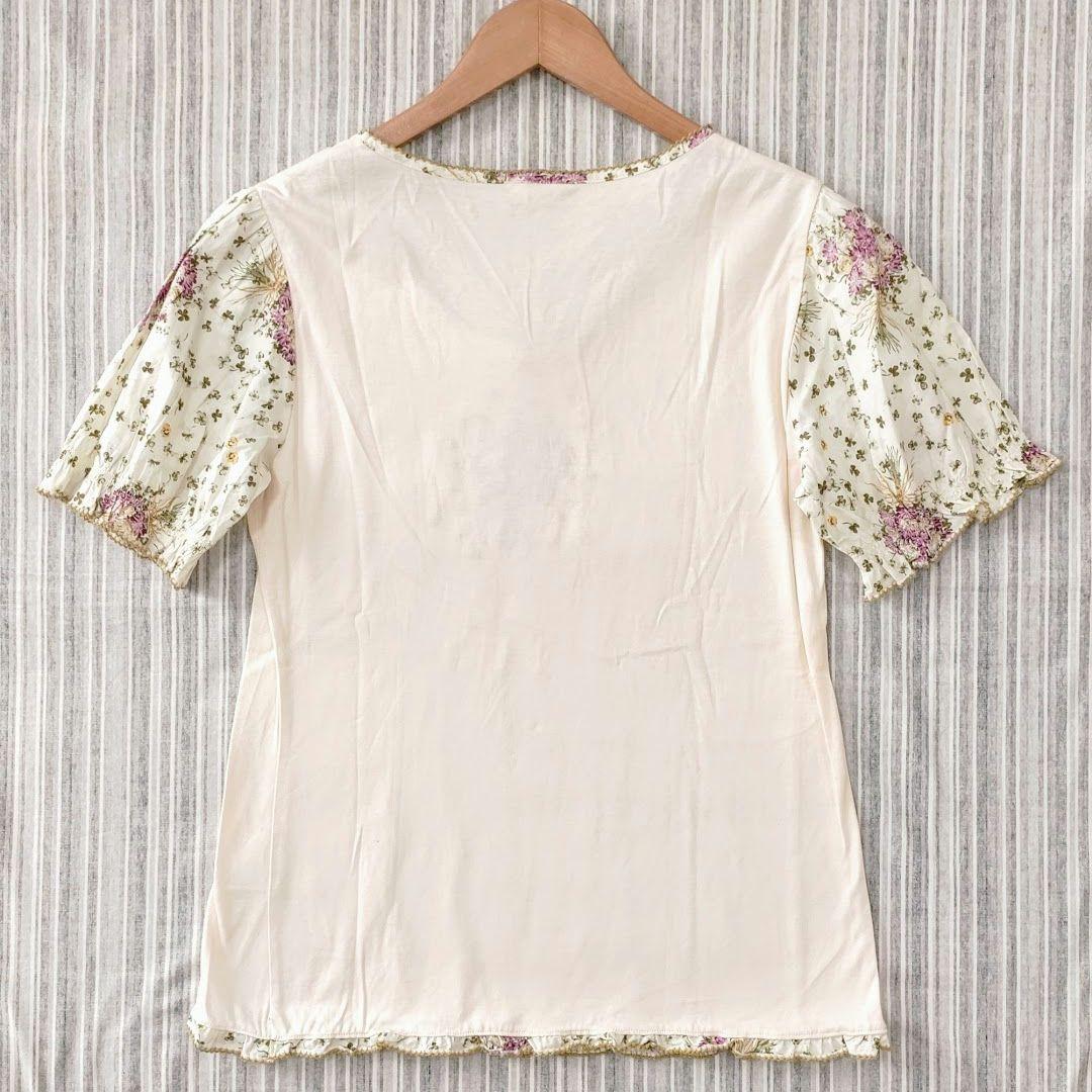 ★美品★ピンクハウス＊シロツメ草とレンゲ草刺繍＊カットソー＊L