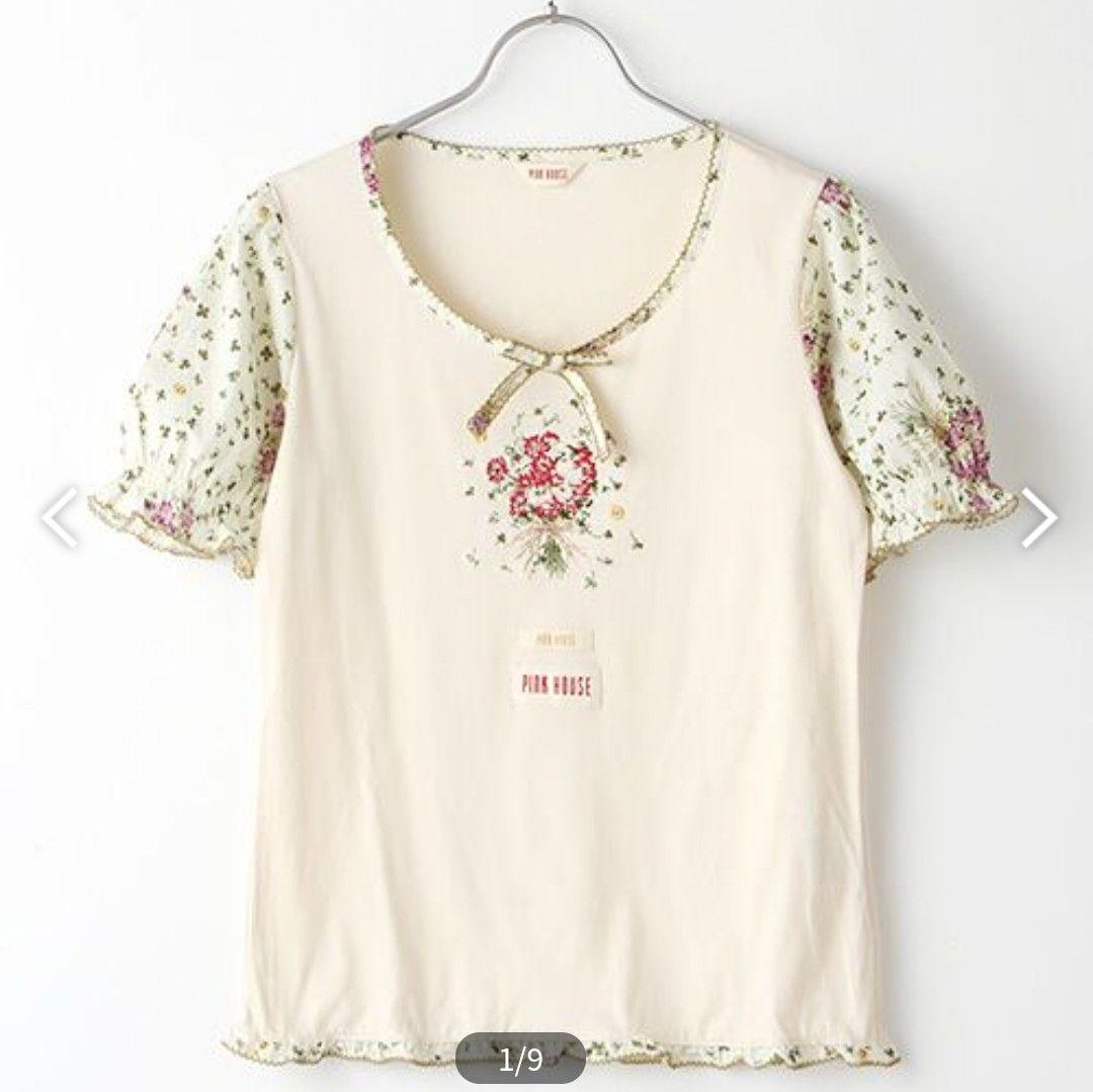 ★美品★ピンクハウス＊シロツメ草とレンゲ草刺繍＊カットソー＊L