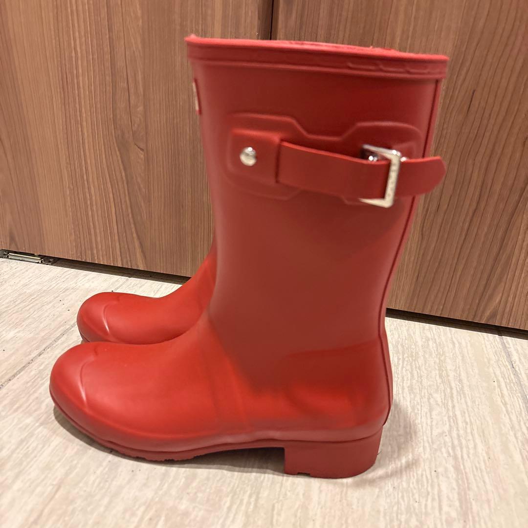 HUNTER レッド 長靴　ロングブーツ　レインブーツ　オリジナルショート