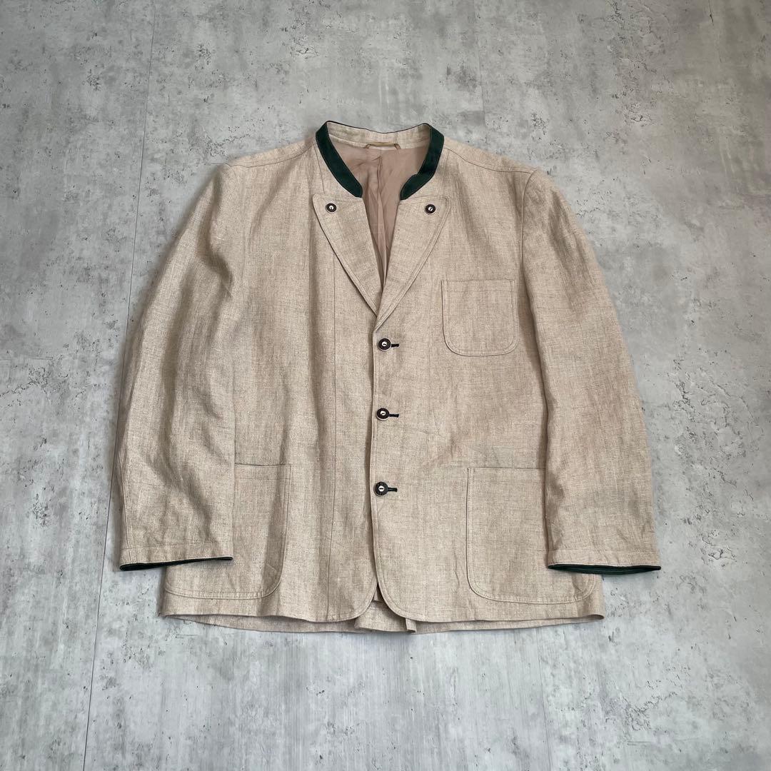 チロリアンジャケット　ヨーロッパ古着　民族　エスニック　麻 2XL アメカジ