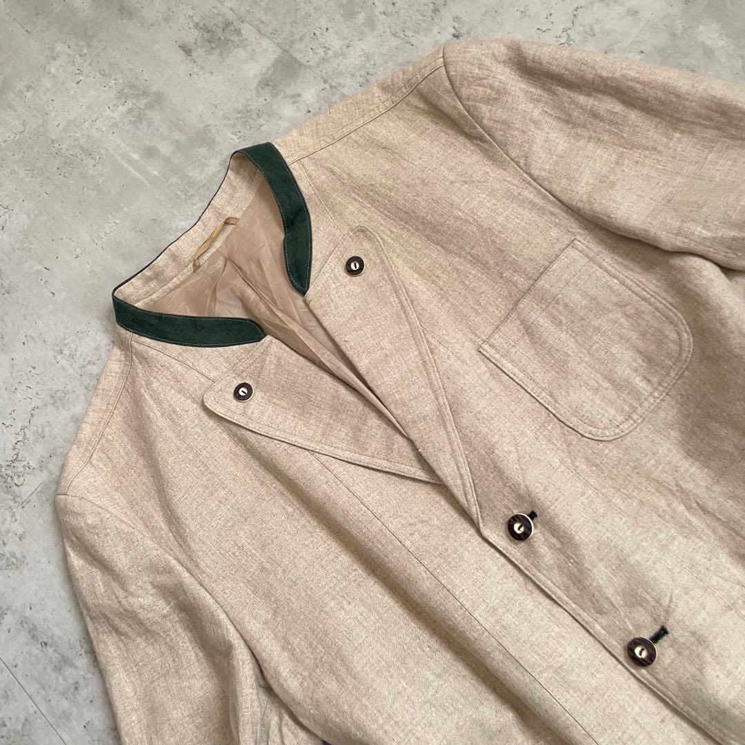 チロリアンジャケット　ヨーロッパ古着　民族　エスニック　麻 2XL アメカジ