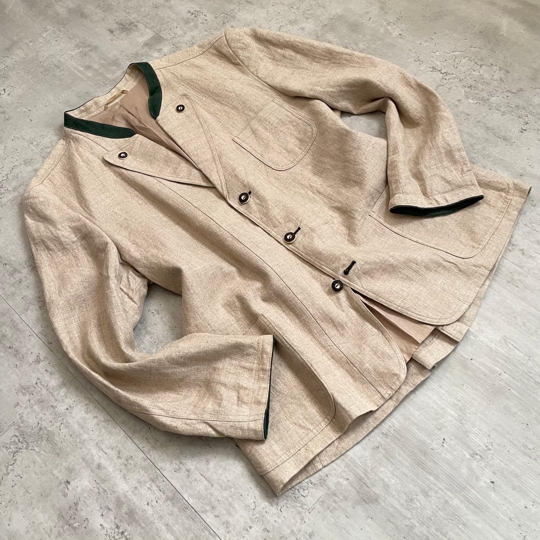 チロリアンジャケット　ヨーロッパ古着　民族　エスニック　麻 2XL アメカジ