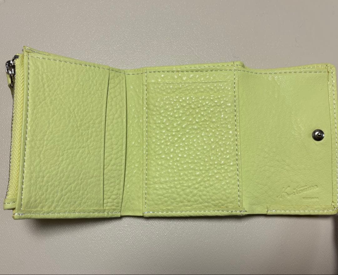 未使用◇Kitamura◇キタムラ◇3つ折財布◇本革レザー◇ライムイエロー