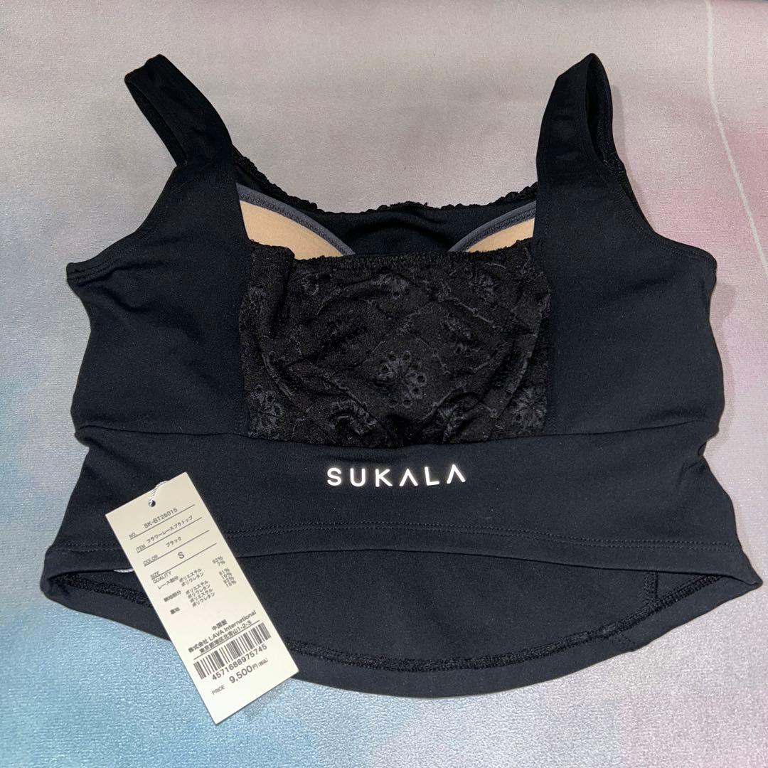 SUKALAフラワーレースブラトップ S 新品 ブラック スカラ