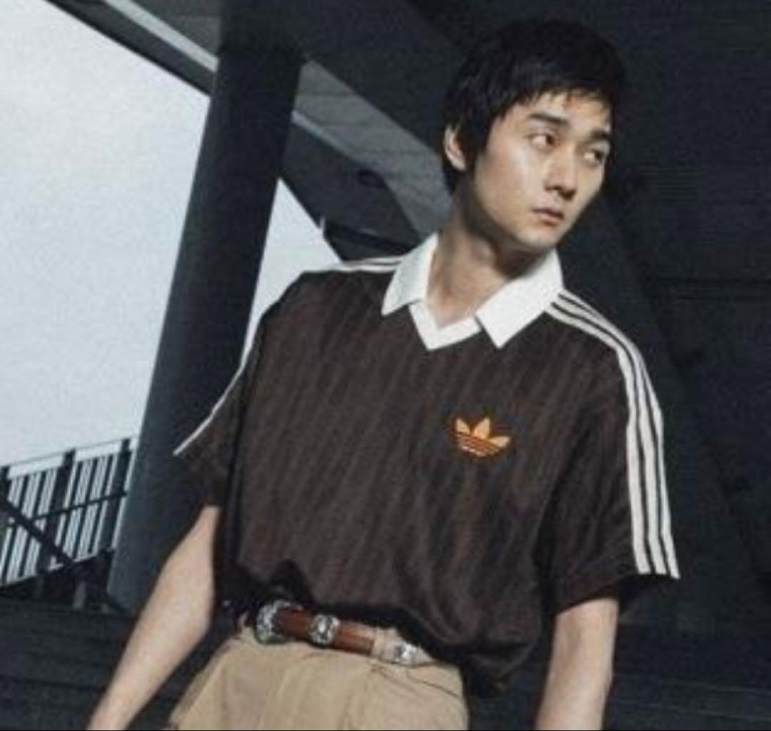新品L】アディダス　フットボールジャージ Tシャツ 半袖　ブラウン⭐️当日発送⭐️