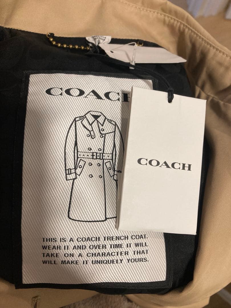 【新品・未使用】COACH コーチ　トレンチコート　牛革装飾　春