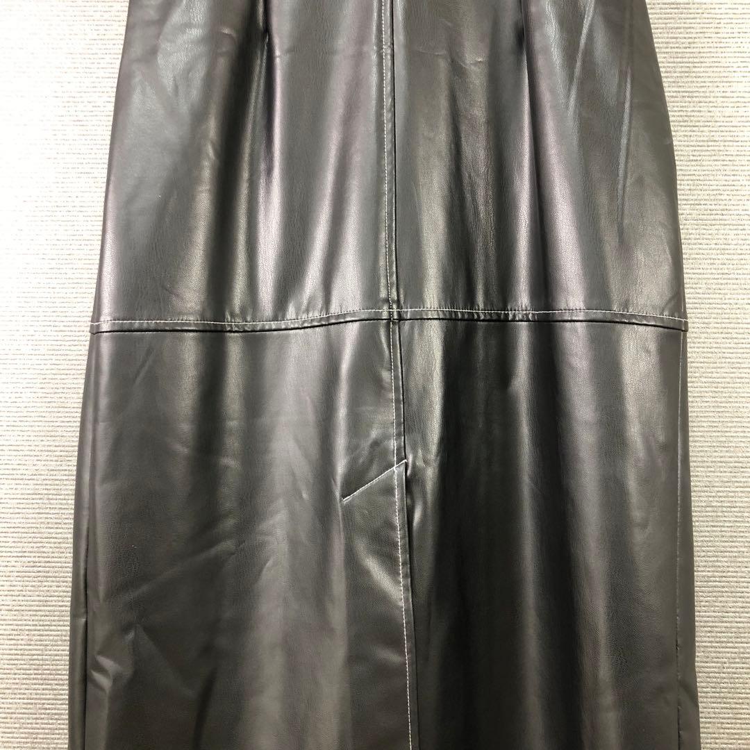 未使用品プランクプロジェクト シンセティックレザーマキシスカート 36 ブラック