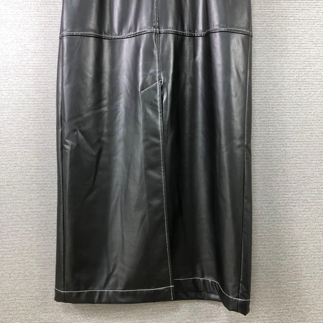 未使用品プランクプロジェクト シンセティックレザーマキシスカート 36 ブラック