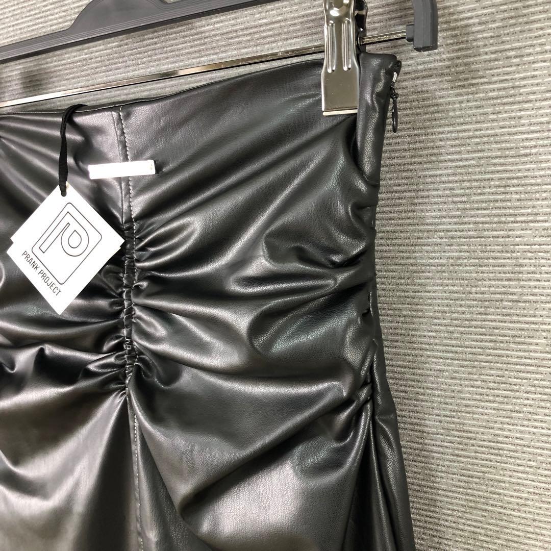未使用品プランクプロジェクト シンセティックレザーマキシスカート 36 ブラック