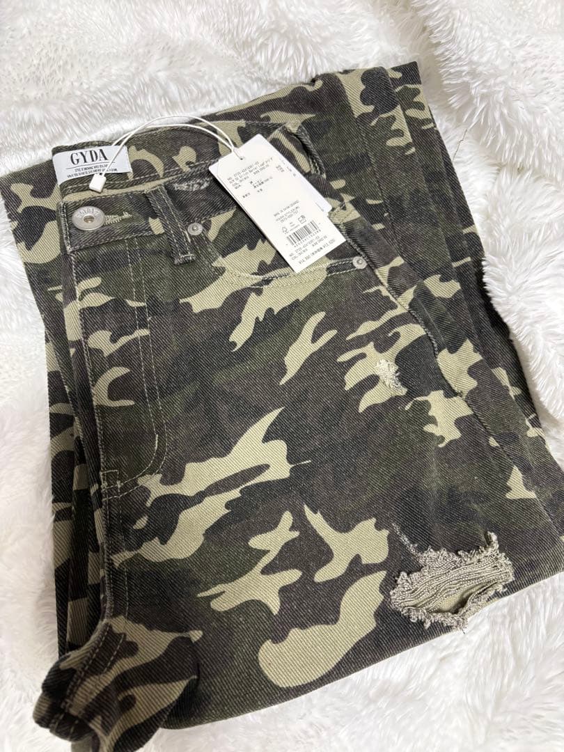 GYDA GG Stitch Barrel Leg ダメージデニムパンツ