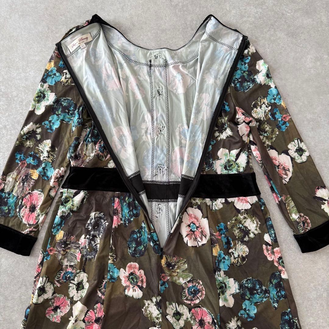 Super Beauty スーパービューティー 花柄ワンピース ビジュー ベロア