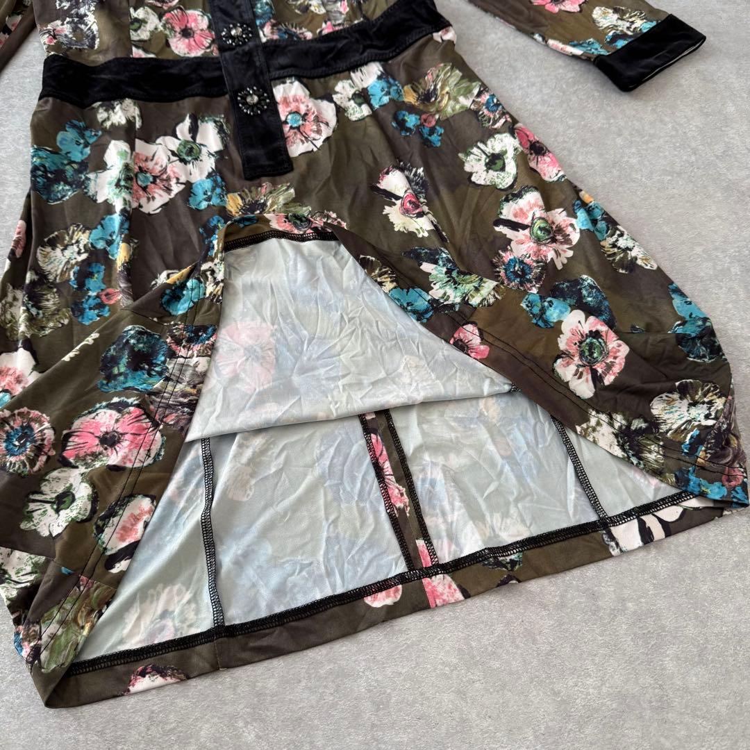 Super Beauty スーパービューティー 花柄ワンピース ビジュー ベロア