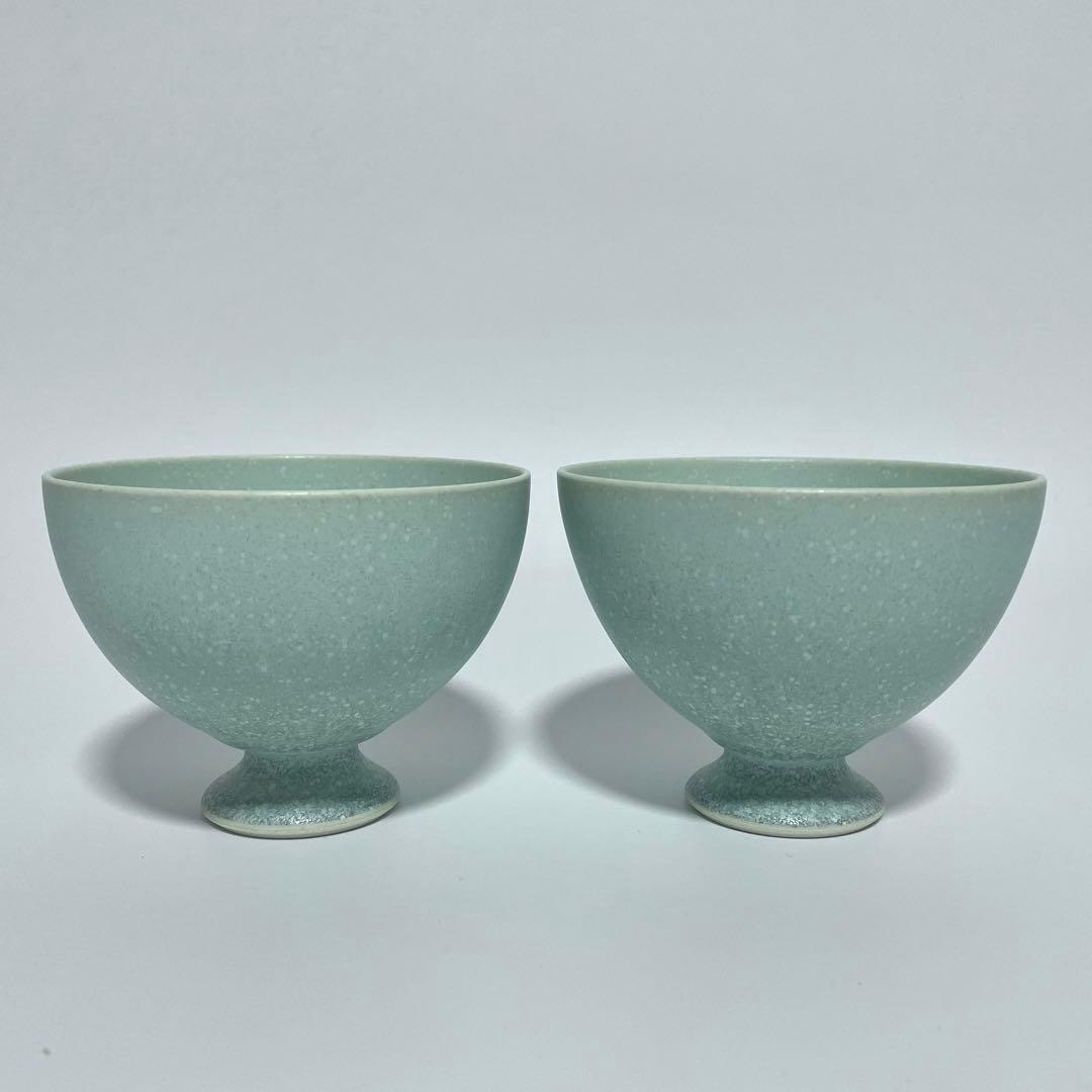 【ぽよさま専用】中村譲司 白翠結晶 茶碗 ペア 2つセット 飯碗 作家物