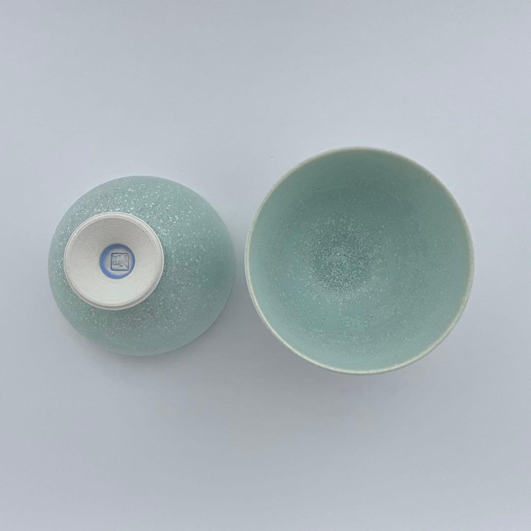 【ぽよさま専用】中村譲司 白翠結晶 茶碗 ペア 2つセット 飯碗 作家物