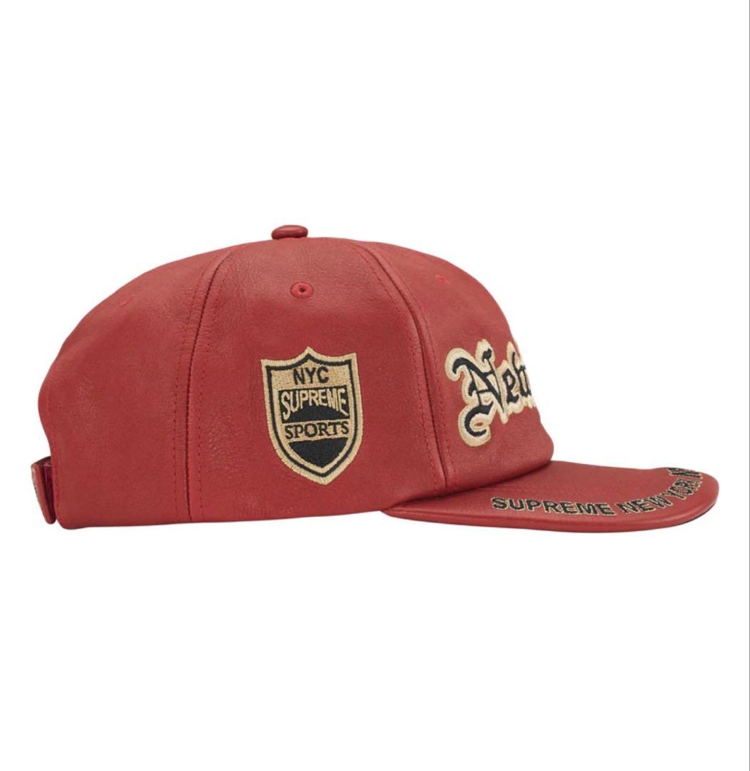 赤　Supreme New York Leather 6-Panel \"Red\"