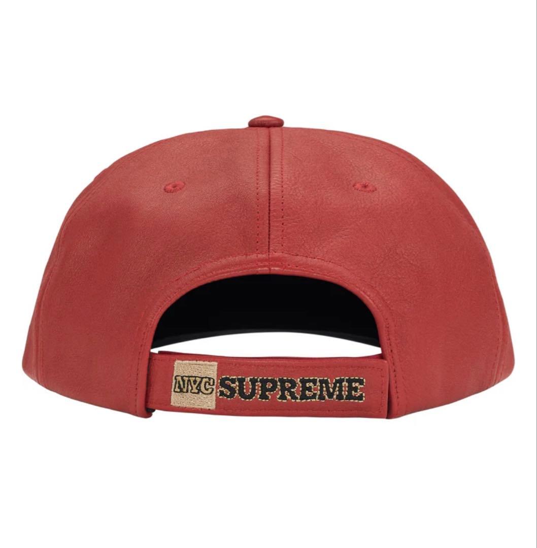 赤　Supreme New York Leather 6-Panel \"Red\"