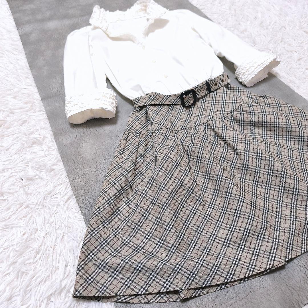 極美品 BURBERRY バーバリーノバチェック ベルテッド シャツワンピース