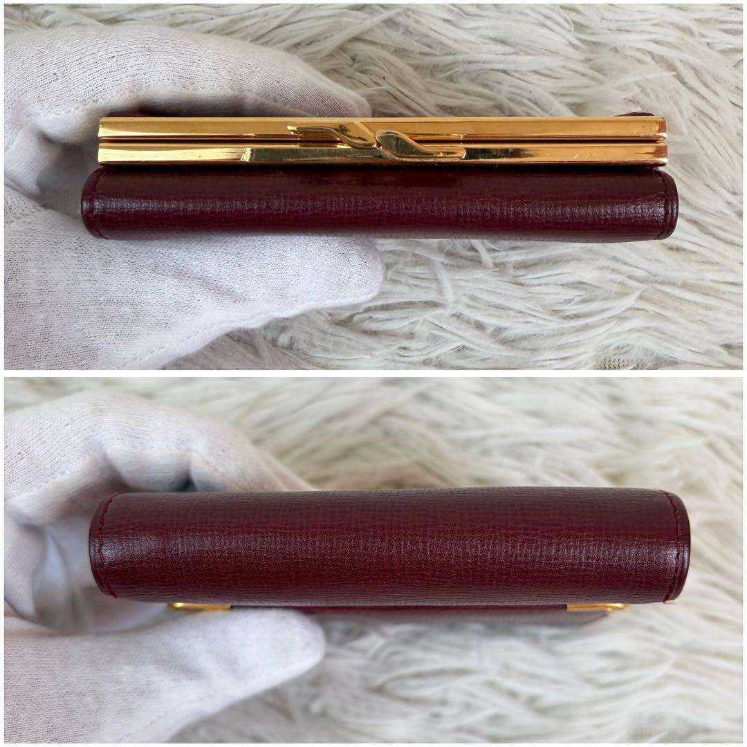 新品未使用/付属品完備✨Cartier 三つ折り財布 がま口 金具 ボルドー