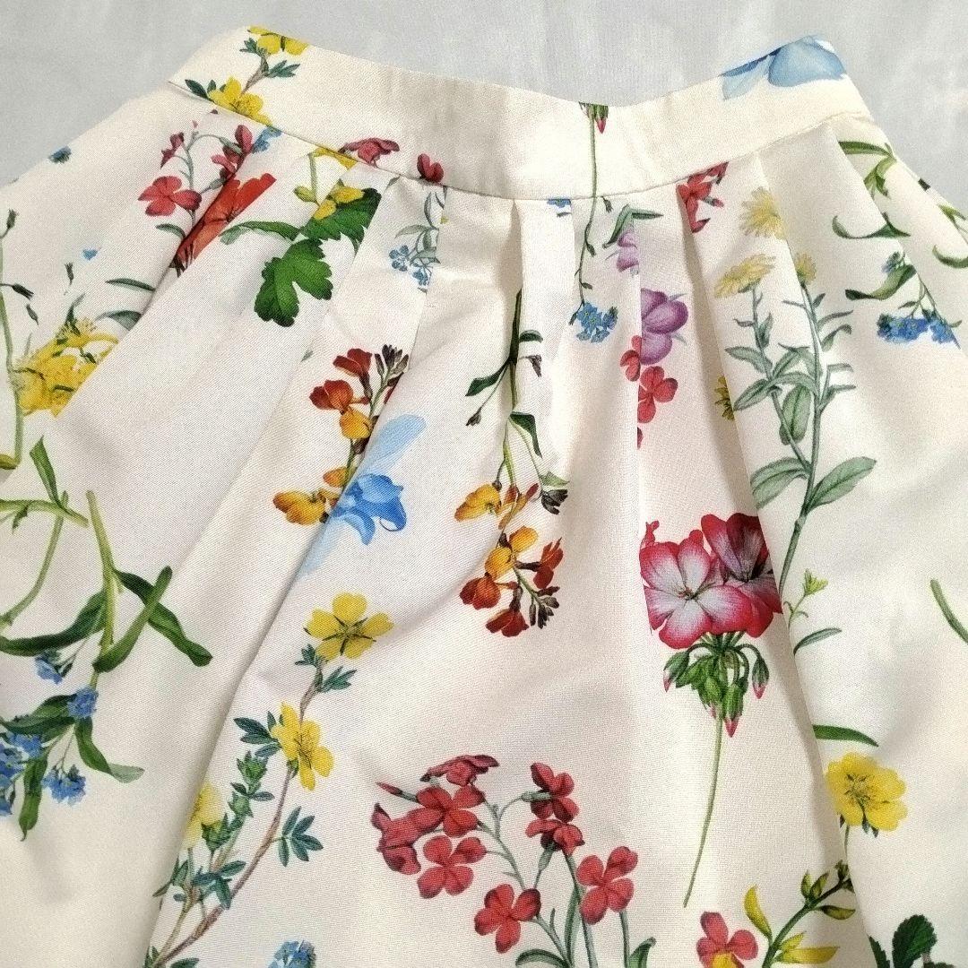 ✨美品✨ ANAYI　ボタニカル プリント タック スカート size34 白