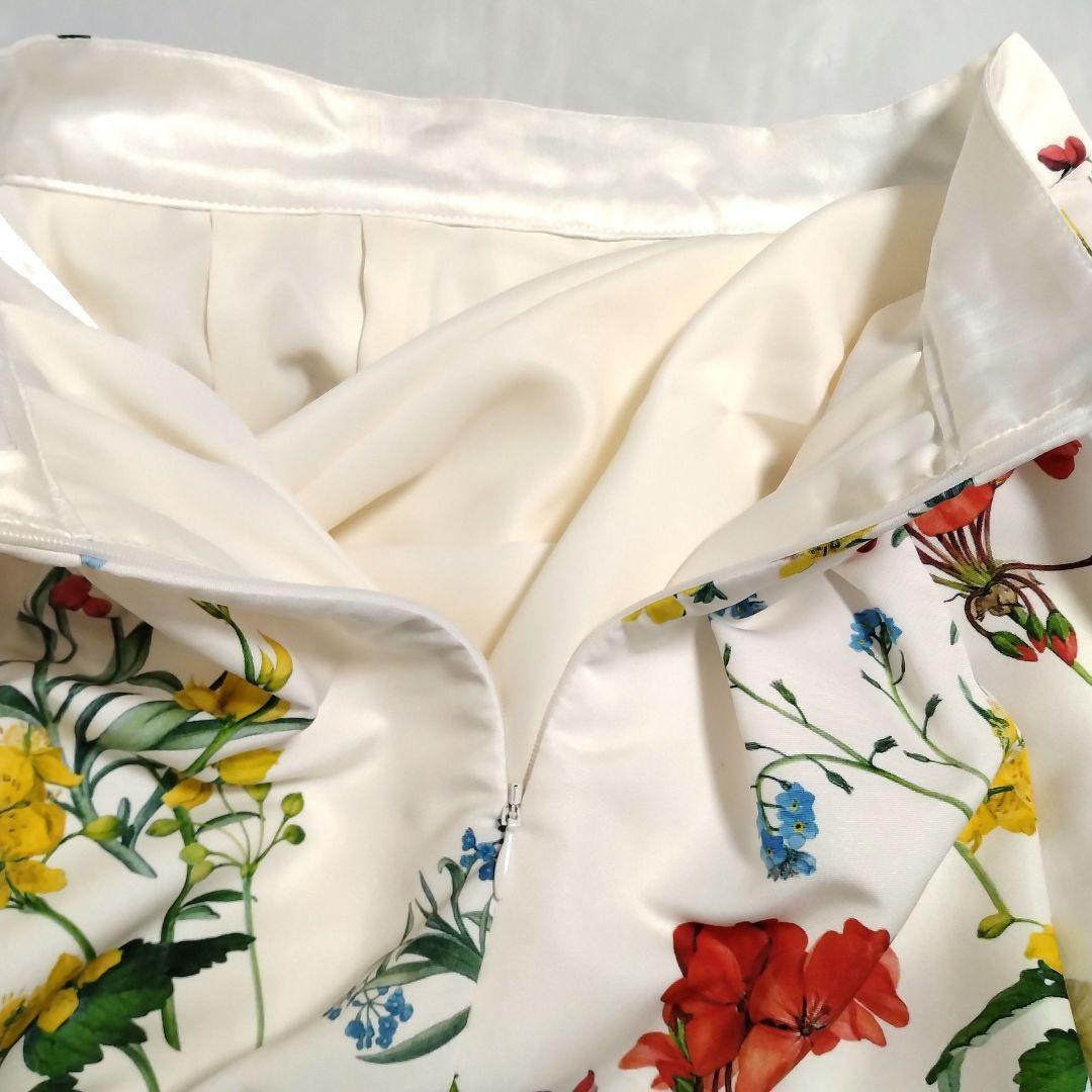 ✨美品✨ ANAYI　ボタニカル プリント タック スカート size34 白